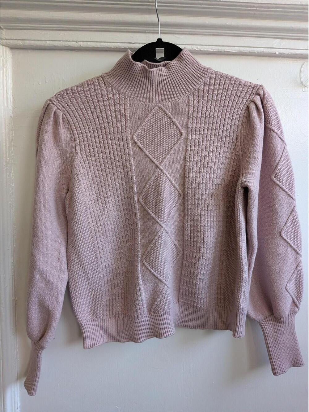 Philosophy Republic Clothing Sweater Pullover Womens Large Pink Mock Neck Argyle